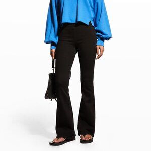 228$ FRAME Jetset Flare Leg Denim Jeans High Rise Women's Size S Noir Black